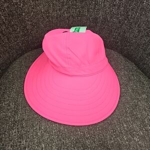 NWT Women's One Size Hot Pink Sunblock Bow Back Hat Gardening Golfing Beach